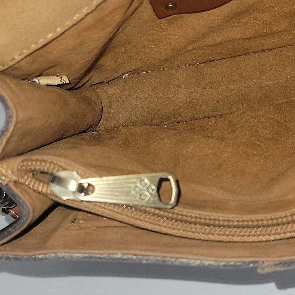 Patricia Nash Brown Patchwork Leather Top-Handle Crossbody Bag